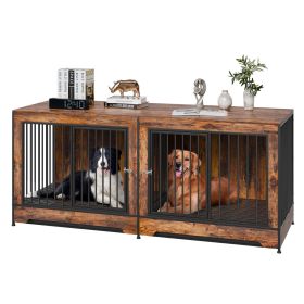 75" Dog Crate Furniture for 2 Dogs, Extra Large Double Dog Crate Furniture Large Breed with Divider & Double Doors 75" Dog Crate Furniture for 2 Dogs, Extra Large Double Dog Crate Furniture Large Breed with Divider & Double Doors