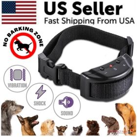 Automatic Anti Bark Barking Dog Shock Control Collar Device Large Medium Small (Option: Black) Automatic Anti Bark Barking Dog Shock Control Collar Device Large Medium Small (Option: Black)